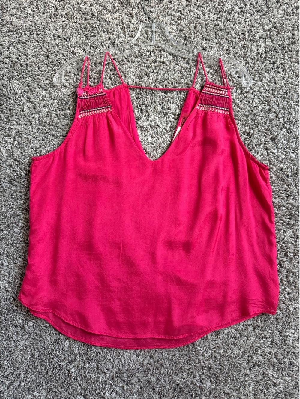 Ramy Brook V-Neck Sleeveless Embroidered Strappy Shoulder Boho Blouse Size M